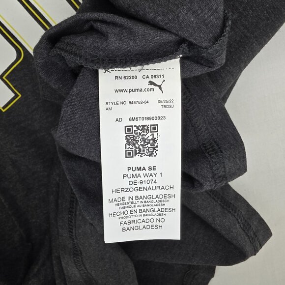 Puma T-shirt Mens Small Heathered Dark Gray Graphic Logo Spellout Tee Crew Neck - Picture 5 of 9